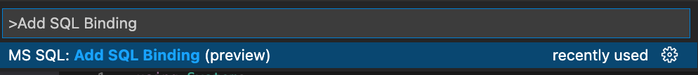Add SQL Binding in command palette
